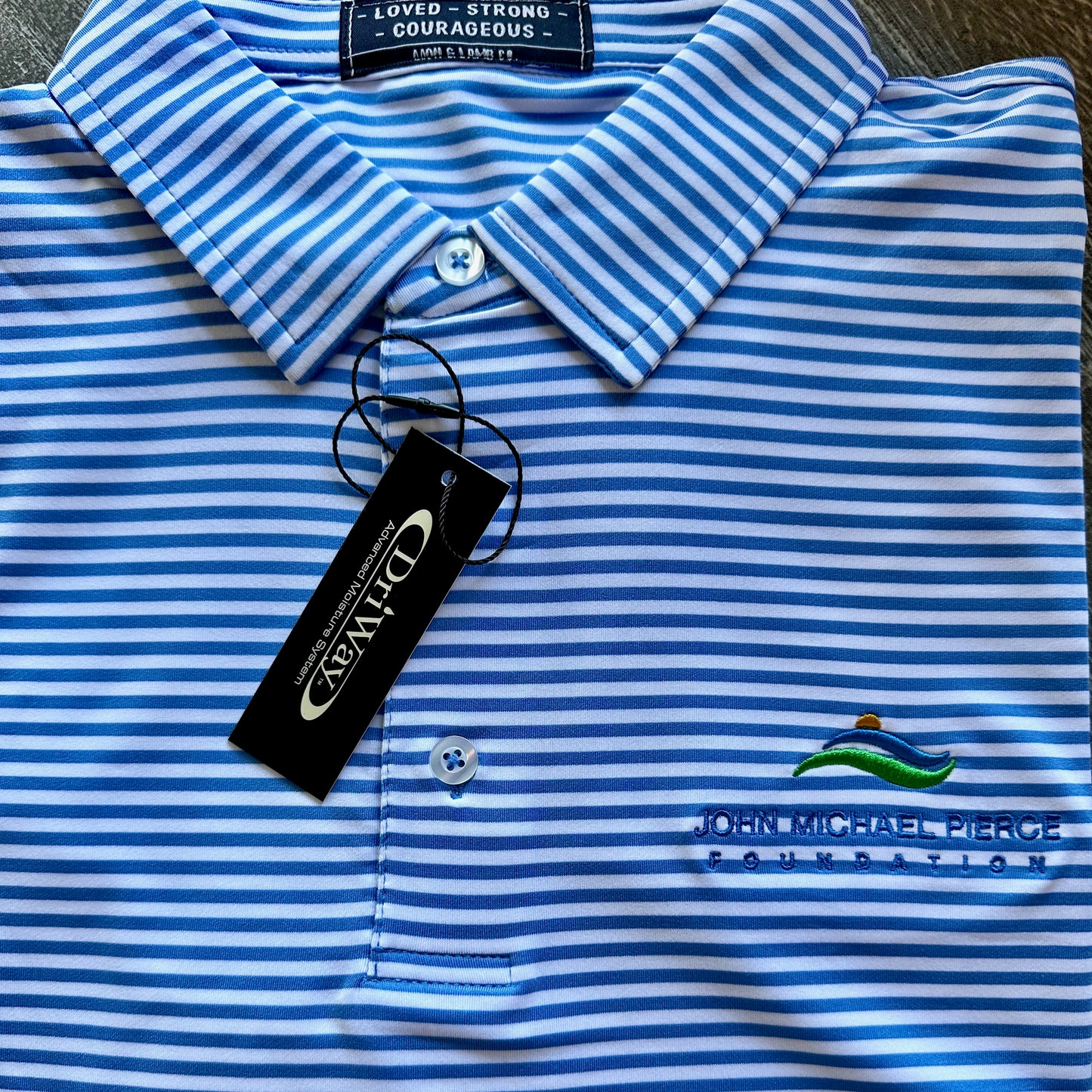 Sea Blue Striped Golf Shirt